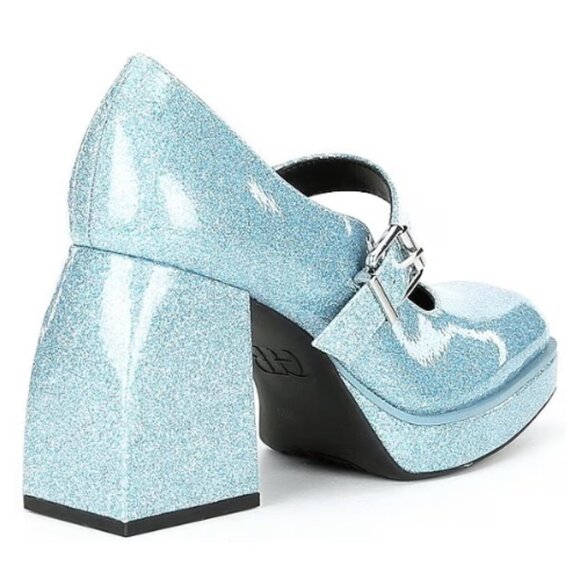 NEW GB Gianni Bini 2-Night Glitter Mary Jane Platform Pumps in Blue - Picture 2 of 5